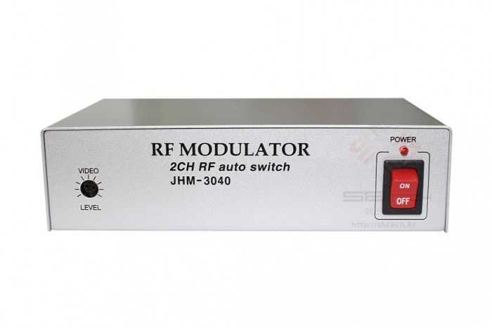 RF간이모듈레이터 JHM-3040 정면 영상레벨조정기능 탑재  RF간이모듈레이터  채널 3 4번 간이모듈레이터  비디오레벨 조정 기능 추가  출력 80dB  sbtech.kr