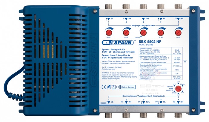 SBK 5502 NF System Launch Amplifier Standard Class  Launch Amplifier for large distribution networks 4 SAT IF signals and terrestr…