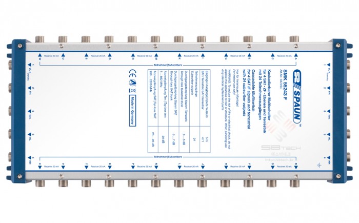 SMK 55243 F  Cascadable Multiswitch Passive 5 in 16 out  SAT IF polarity selection is controlled by remote voltage and 22KHz tone …