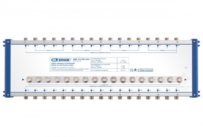 AZR 171170  15 F  17 way tap with direction coupler  SAT tap loss 15  18dB  Multiple taps with direction coupler for terrestrial a…