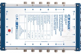 DMK 55122 F Cascadable Multiswitches 5 in 12  Cascadable Multiswitch for 4 SAT IF signals and terrestrial with 12 subscriber outputs  Ground clamp  Only useable in combination with launch amplifier SBK 55xx NFx  SPAUN  www.sbtech.kr