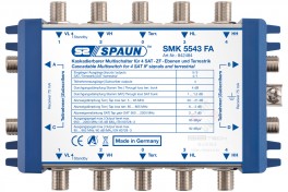 SMK 5543 FA  Cascadable Multiswitch active 5 in 4 out  Active terrestrial 85  862MHz passive return path  gain for SAT-IF  SAT IF polarity selection is controlled by remote voltage and 22KHz tone provided by the receiver  SPAUN  www.sbtech.kr
